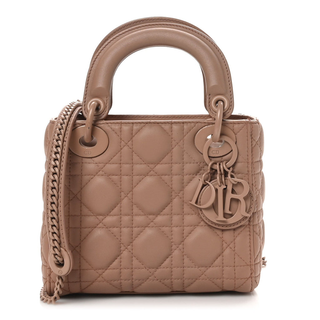 Ultra Matte Calfskin Cannage Mini Lady Dior Light Beige