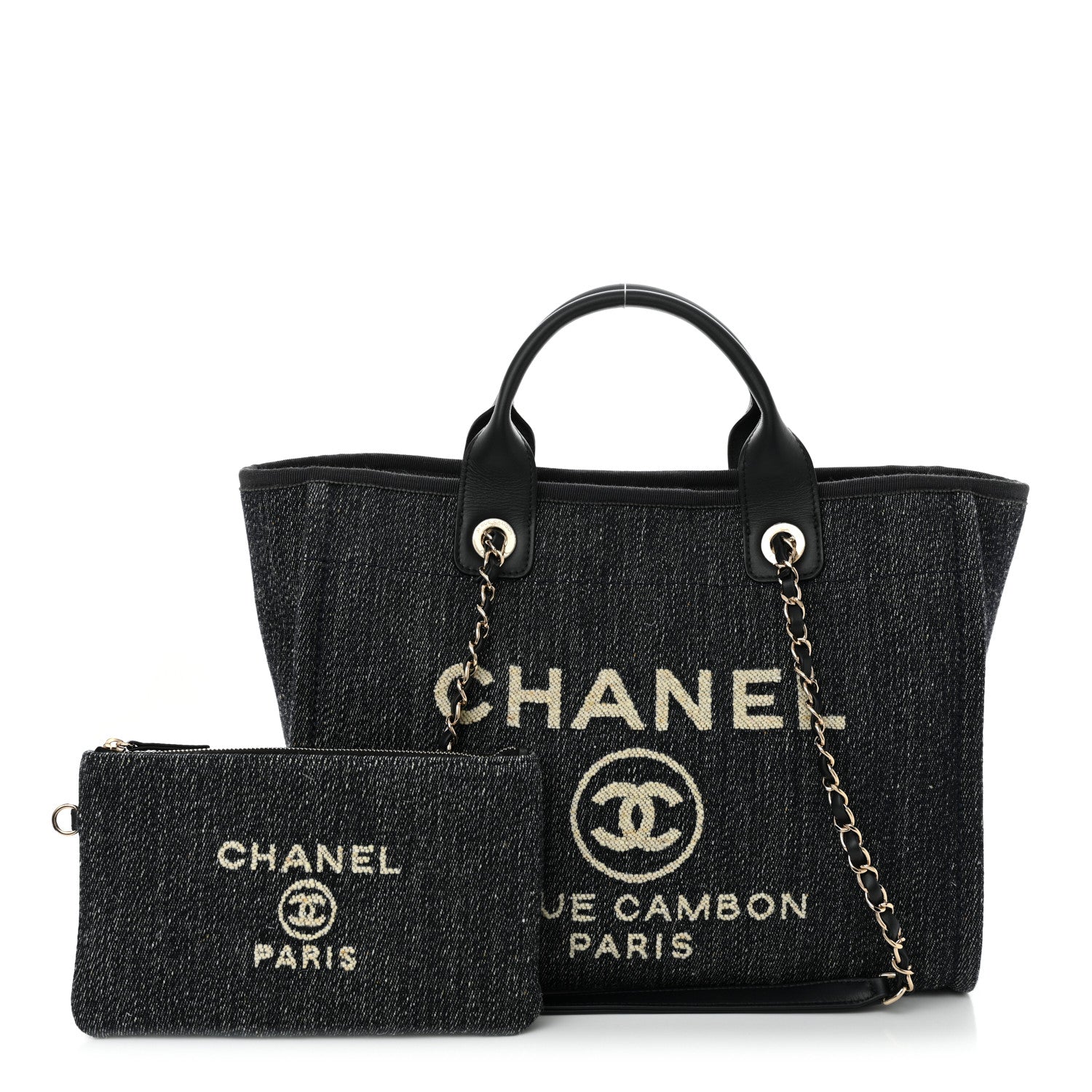 Denim Small Deauville Tote Dark Blue White