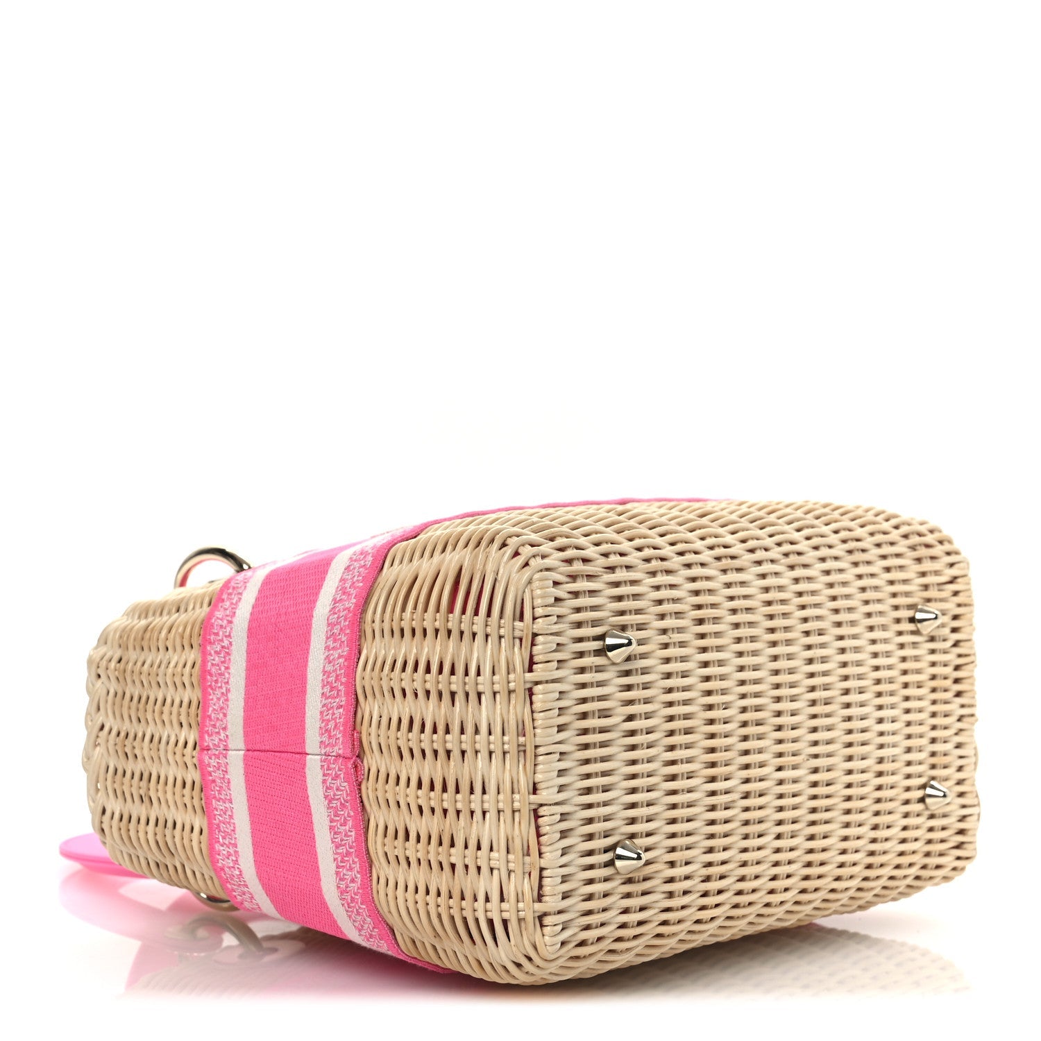 Wicker Oblique Medium Lady Dior Bag Fluorescent Pink