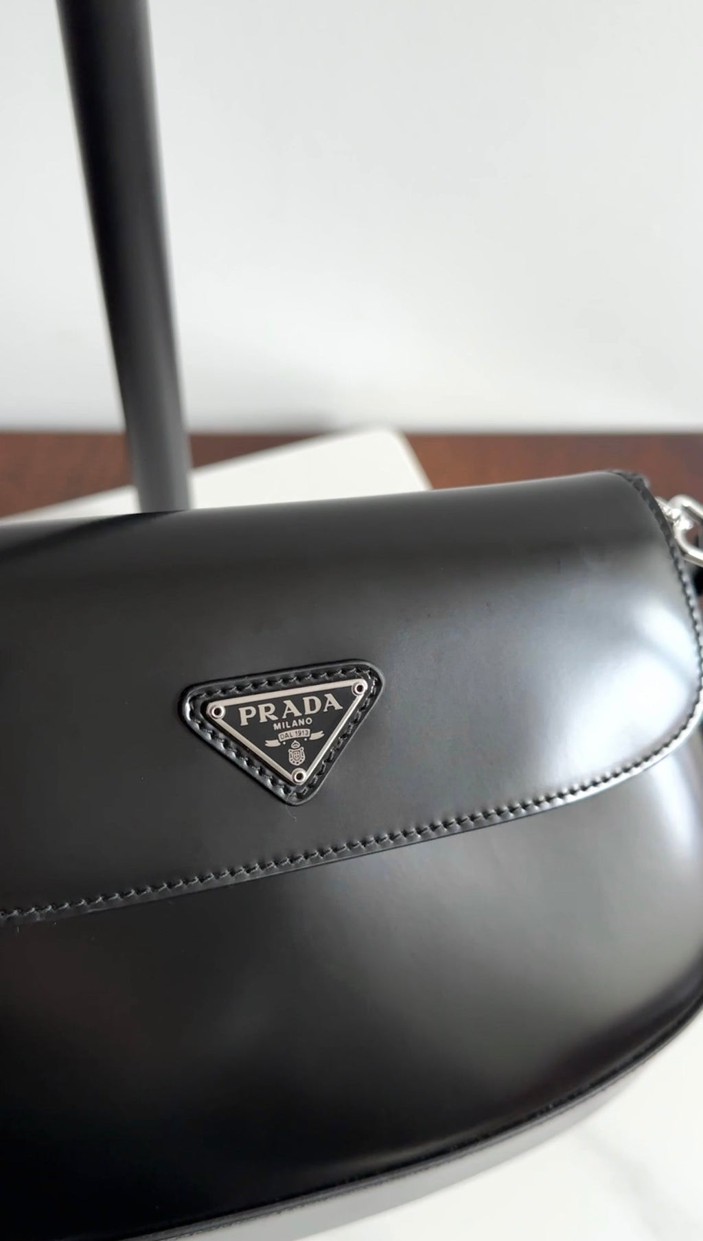 Prada Small Cleo Brushed Leather Shoulder Bag With Flap