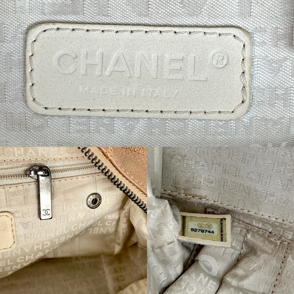 Vintage CHANEL LAX Square Quilt Bowler Dark Beige Leather Bag