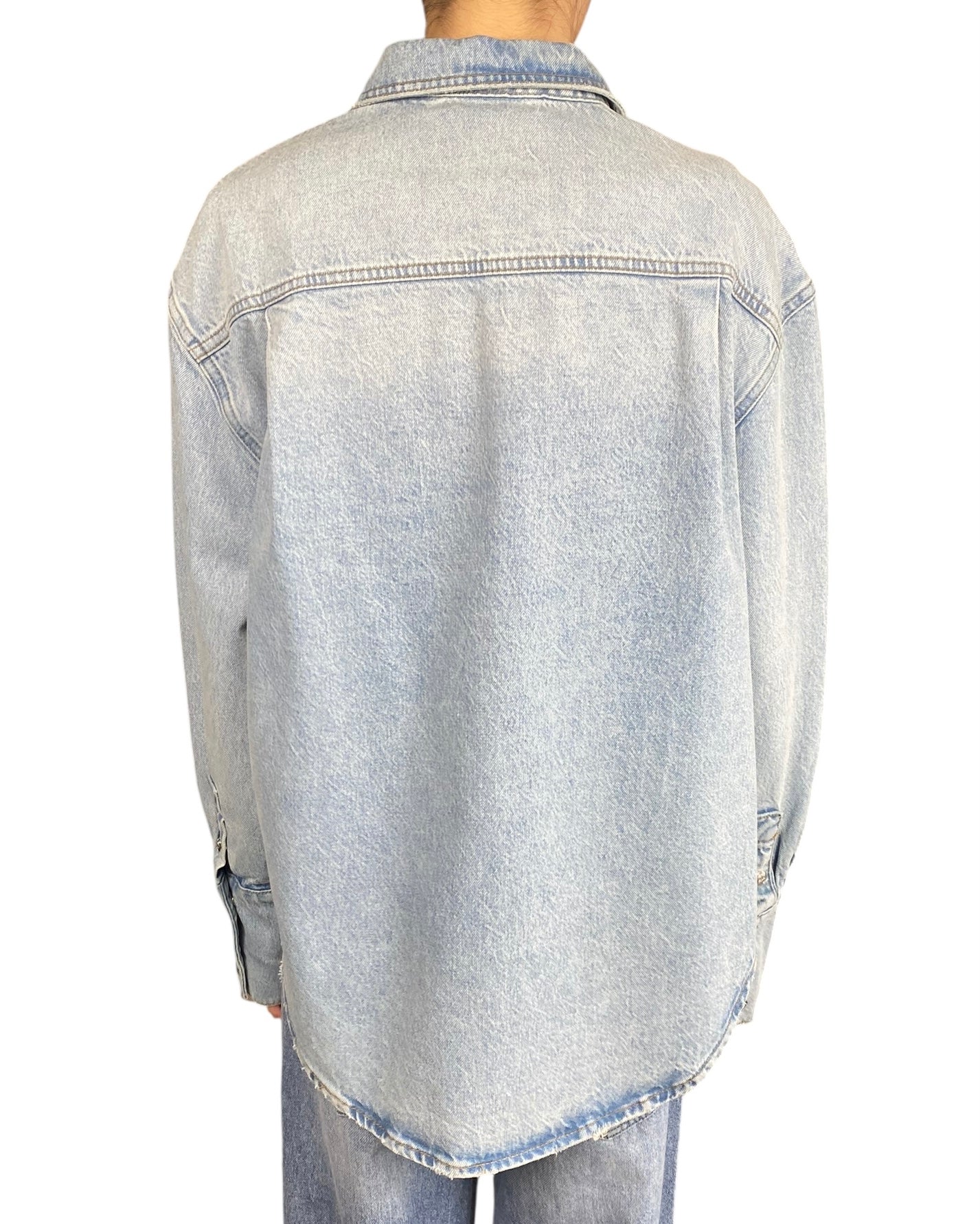 Anine Bing Light Wash Denim Long Sleeve Shirt  - S