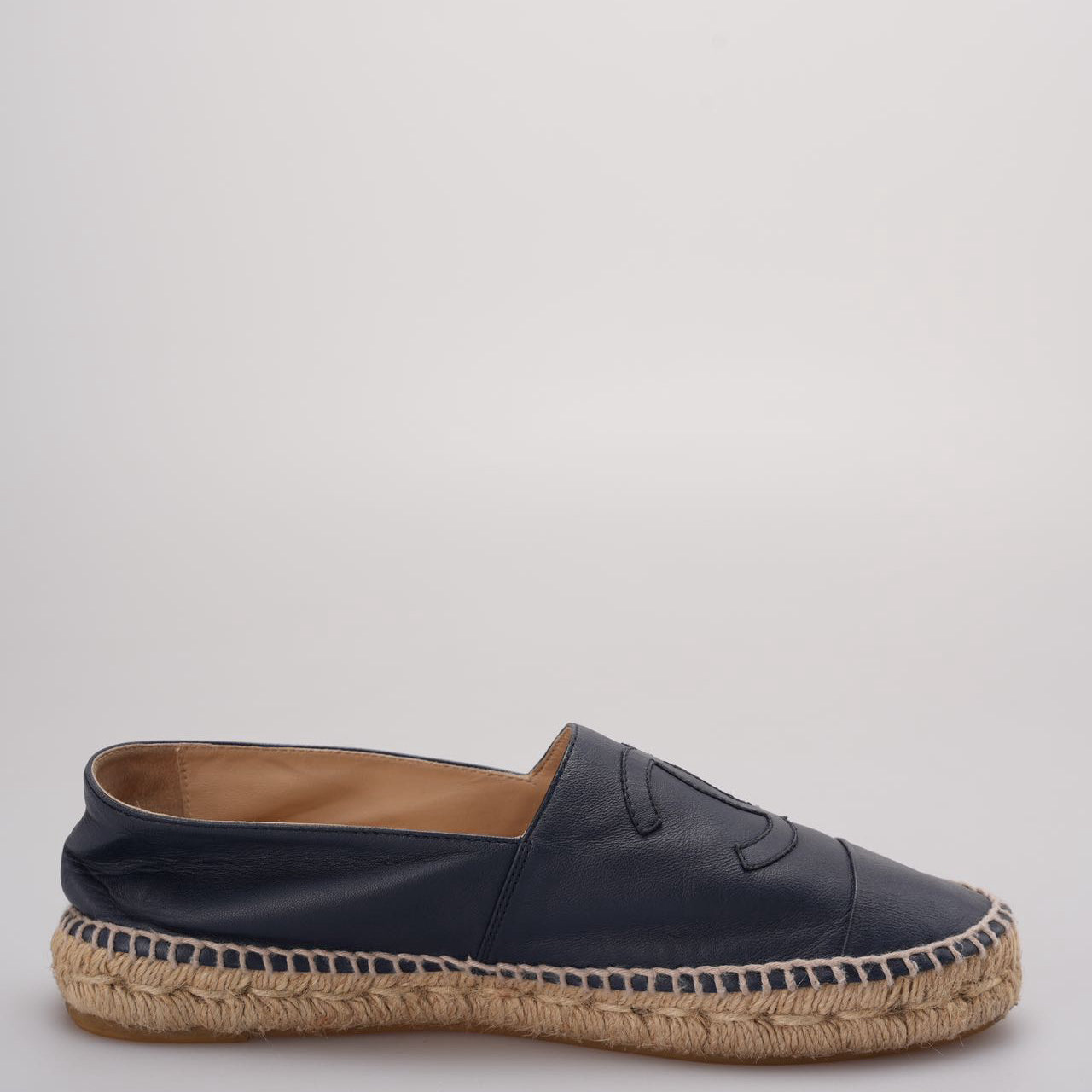 Chanel Blue Ieather CC Logo Espadrilles Size 39