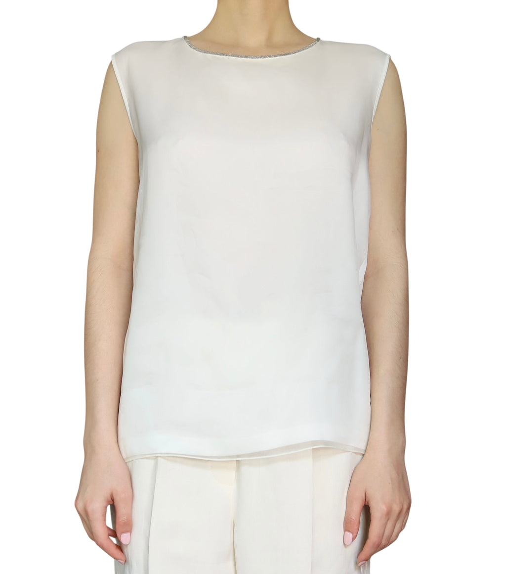 Fabiana Fillipi White Monili Silk Layered Tank - IT 42 / US 6 / S