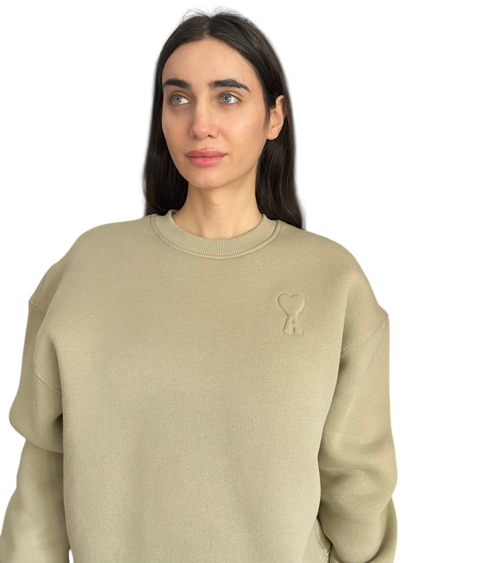 Ami Green De Ceour Heart Embossed Sweater - M