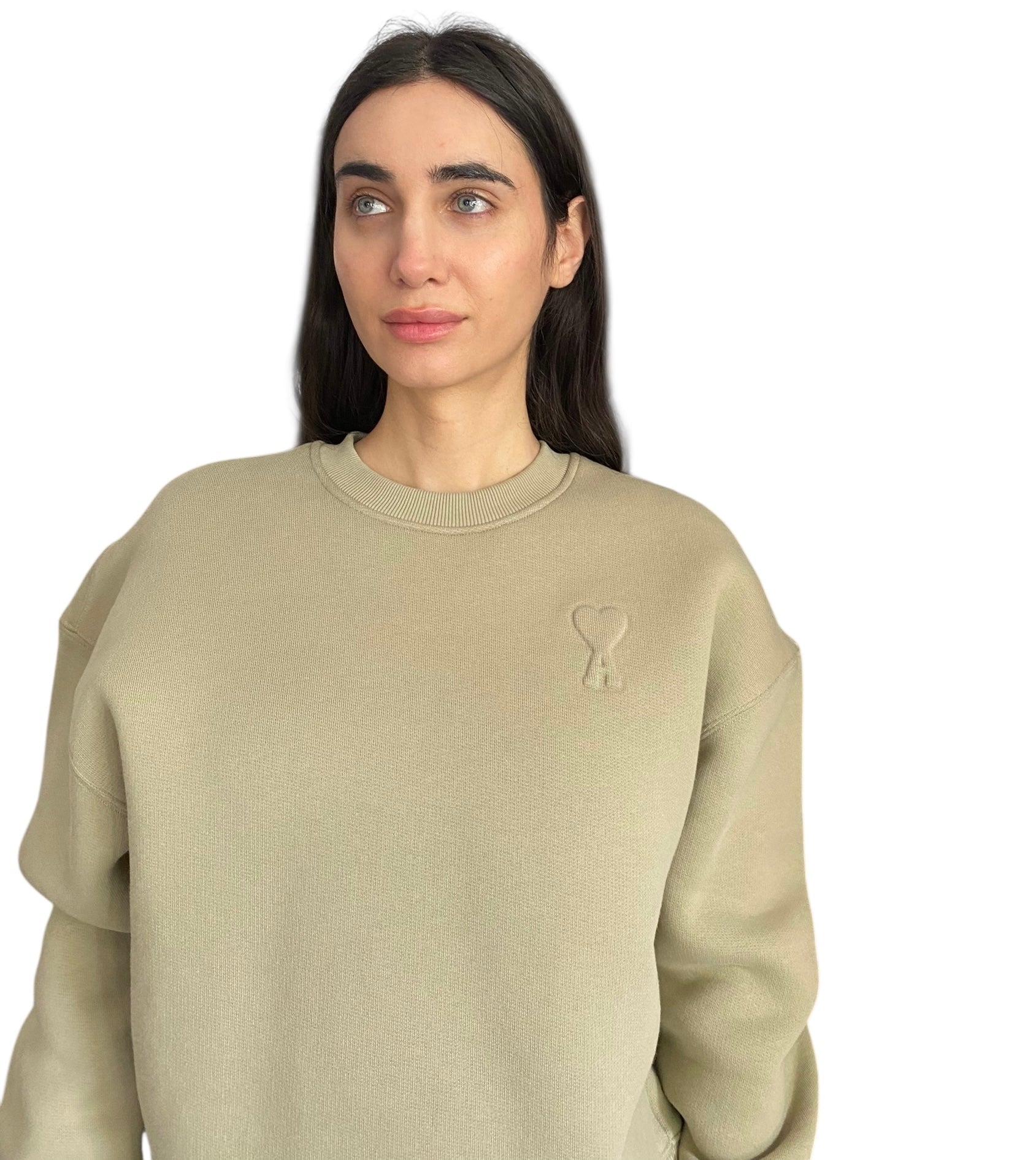 Ami Green De Ceour Heart Embossed Sweater - M