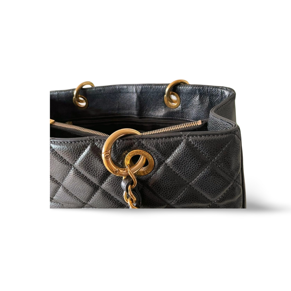 Chanel Black Grand Shopping Tote Bag in Caviar Leather with Gold Hardware
