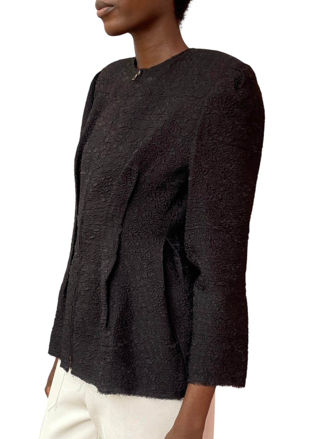 Lanvin 2009 Black Silk Textured Jacket -44 / US 12