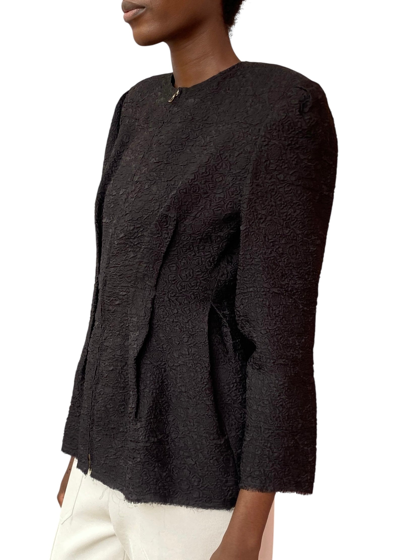 Lanvin 2009 Black Silk Textured Jacket -44 / US 12