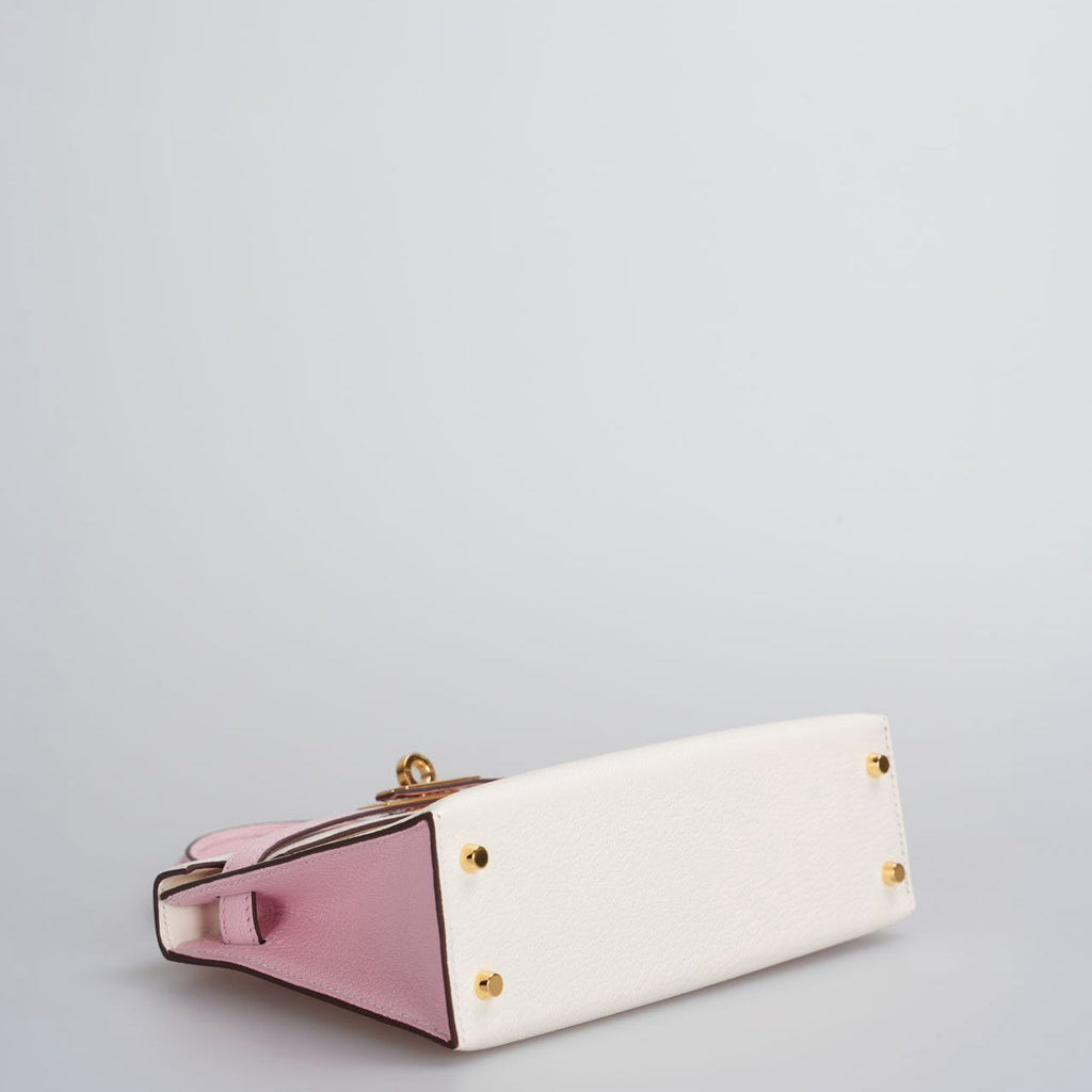 Hermes Mini Kelly 20cm HSS in Chèvre Mysore Nata with Rose Sakura