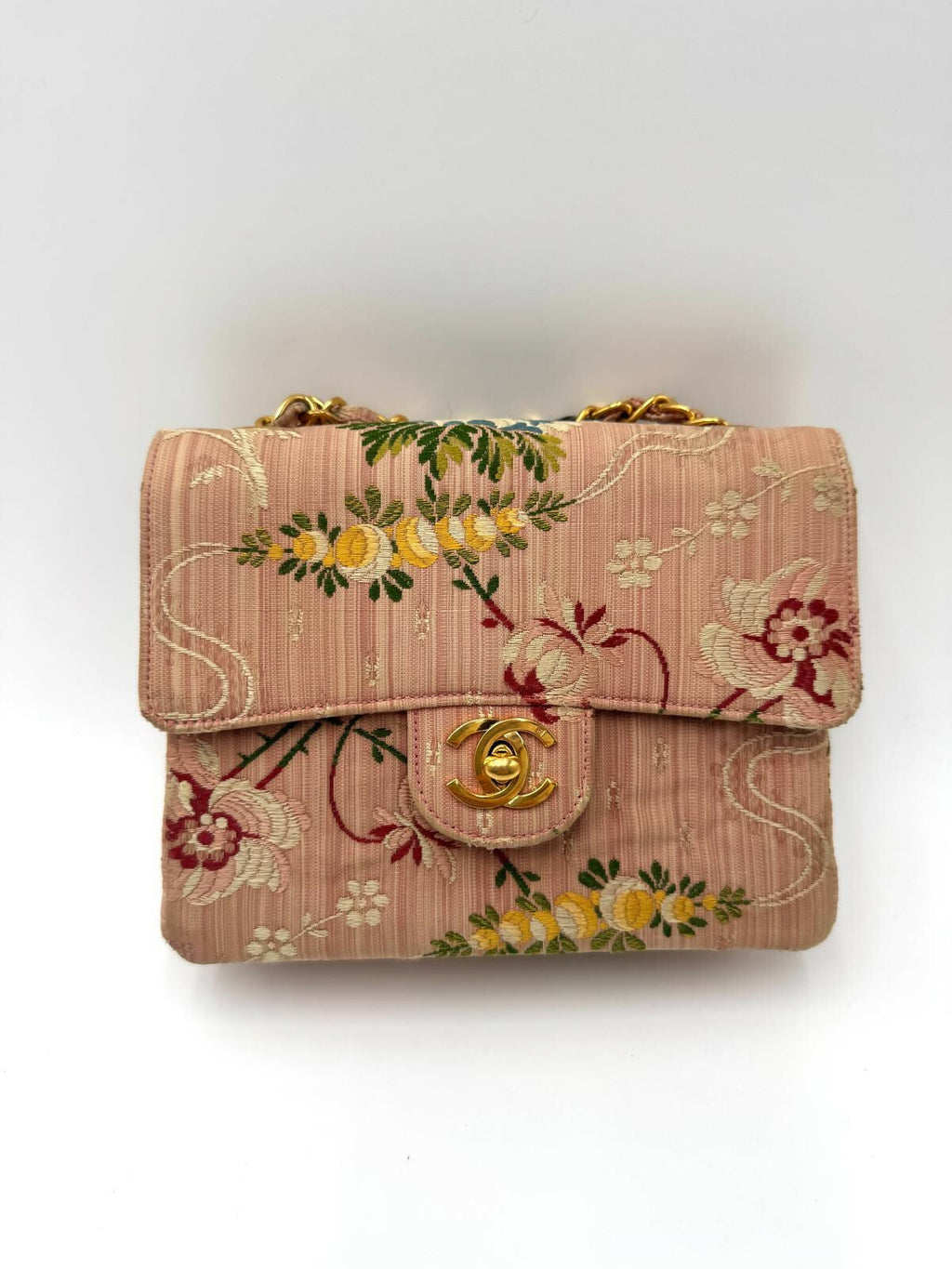 Chanel Vintage Pink Brocade Mini Square