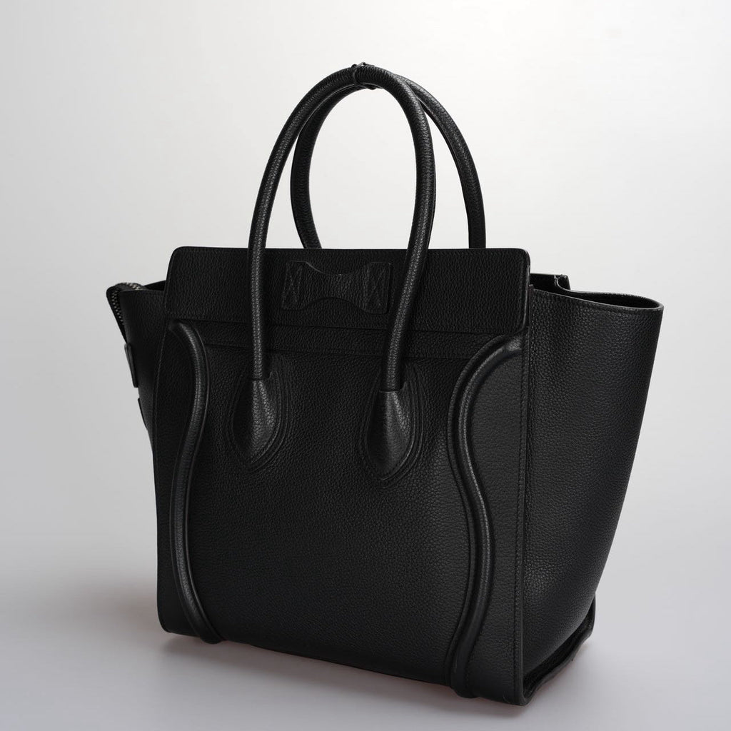CELINE Micro Luggage Leather Handbag in Black