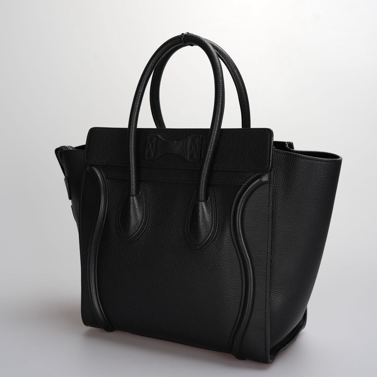 CELINE Micro Luggage Leather Handbag in Black