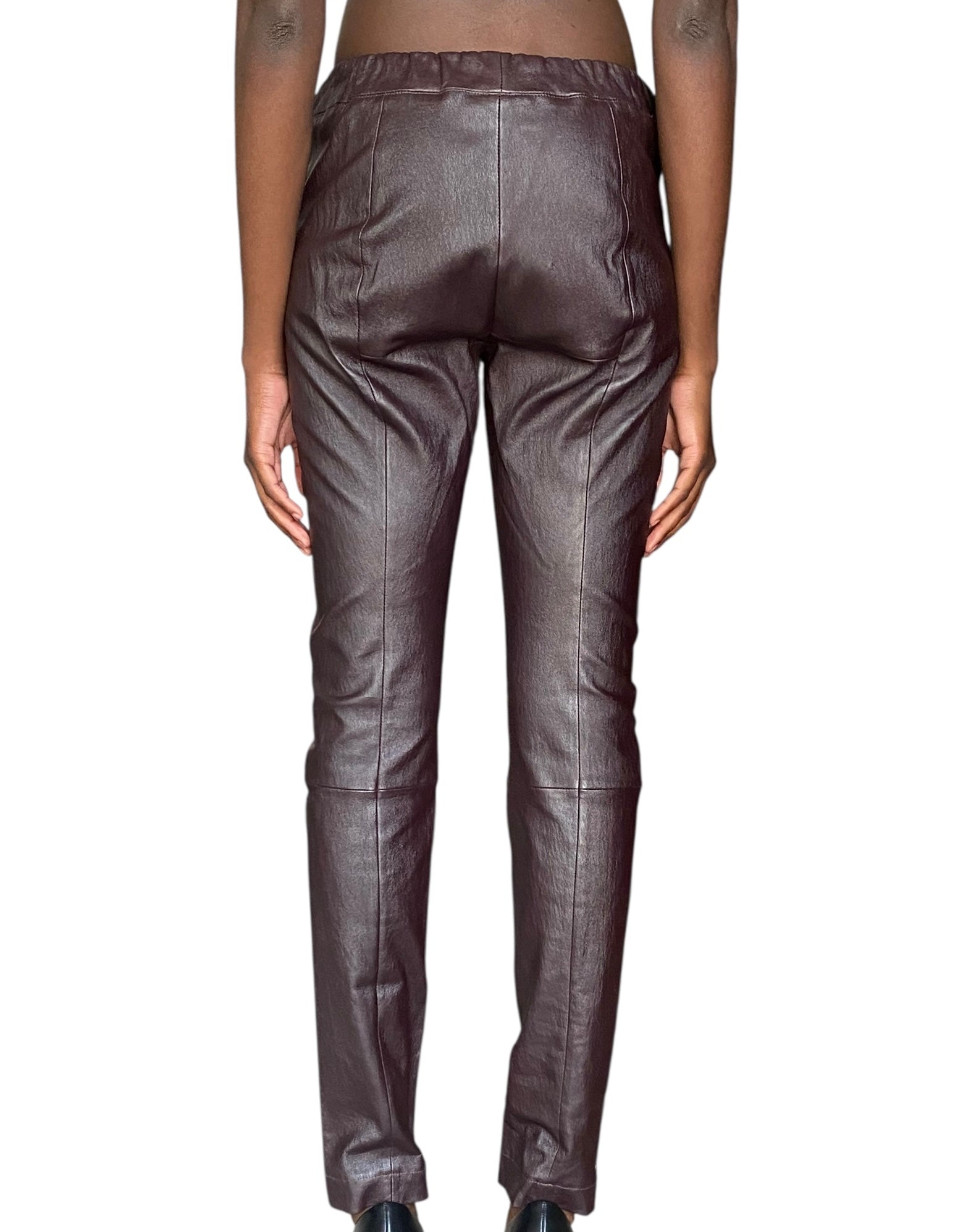 The Row Brown Leather Leggings - L