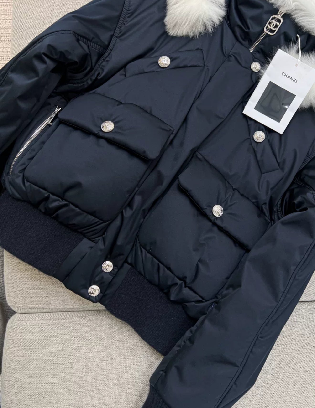Chanel 23N white fur down jacket
