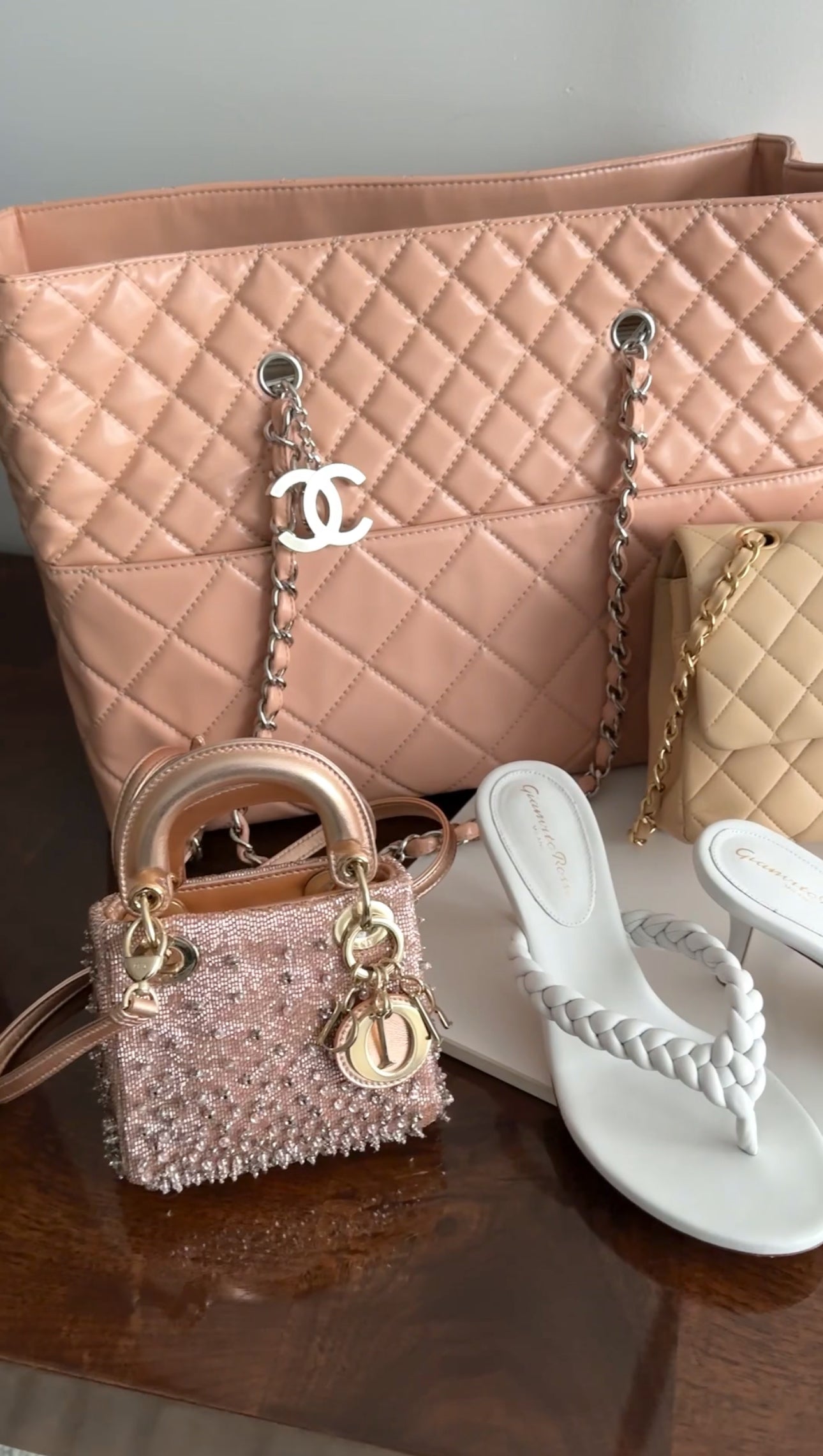 Chanel Light Pink Patent In The Business Large Tote Bag