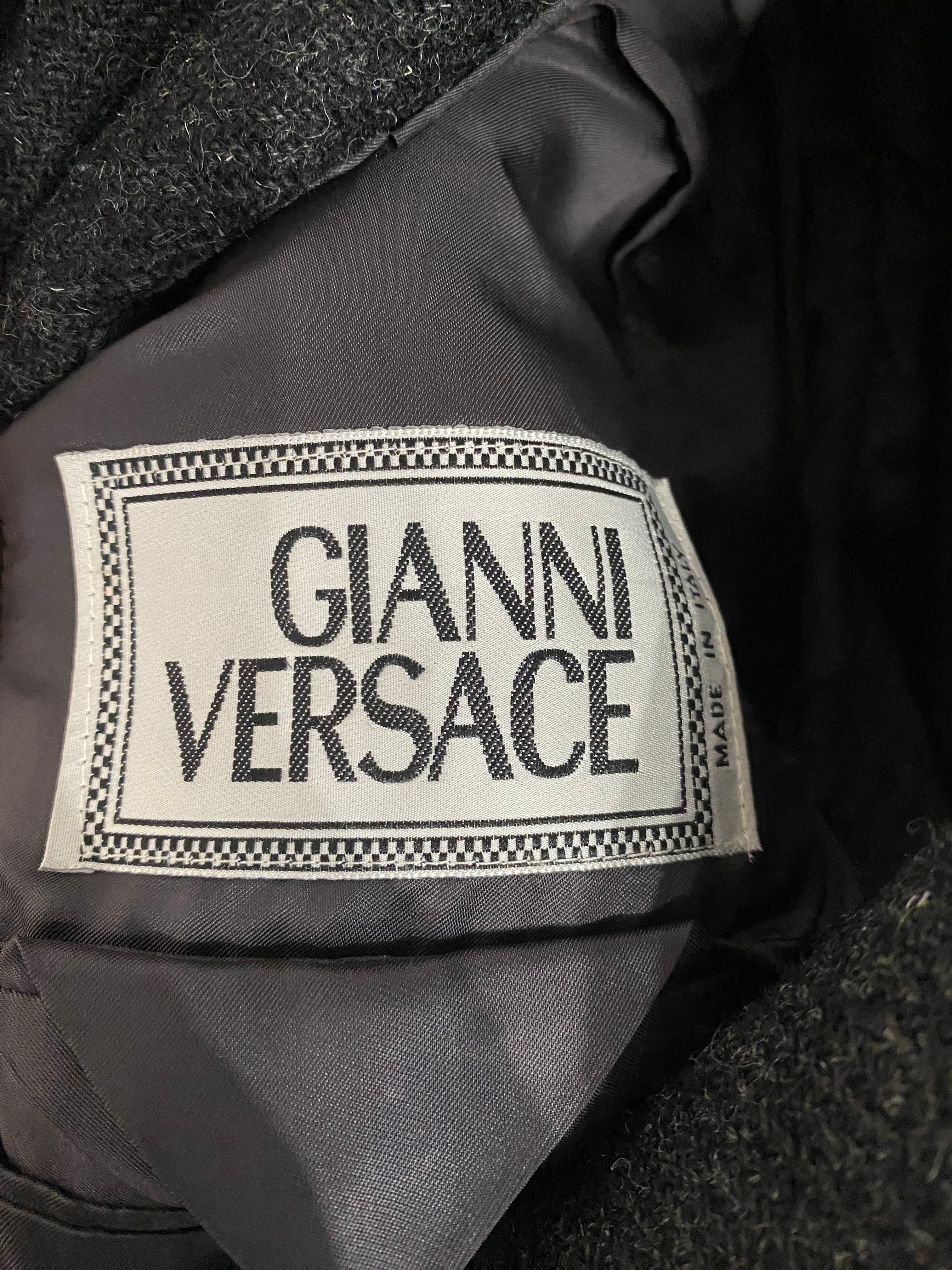 Versace Grey Vintage Speckled Wool Blazer - 54