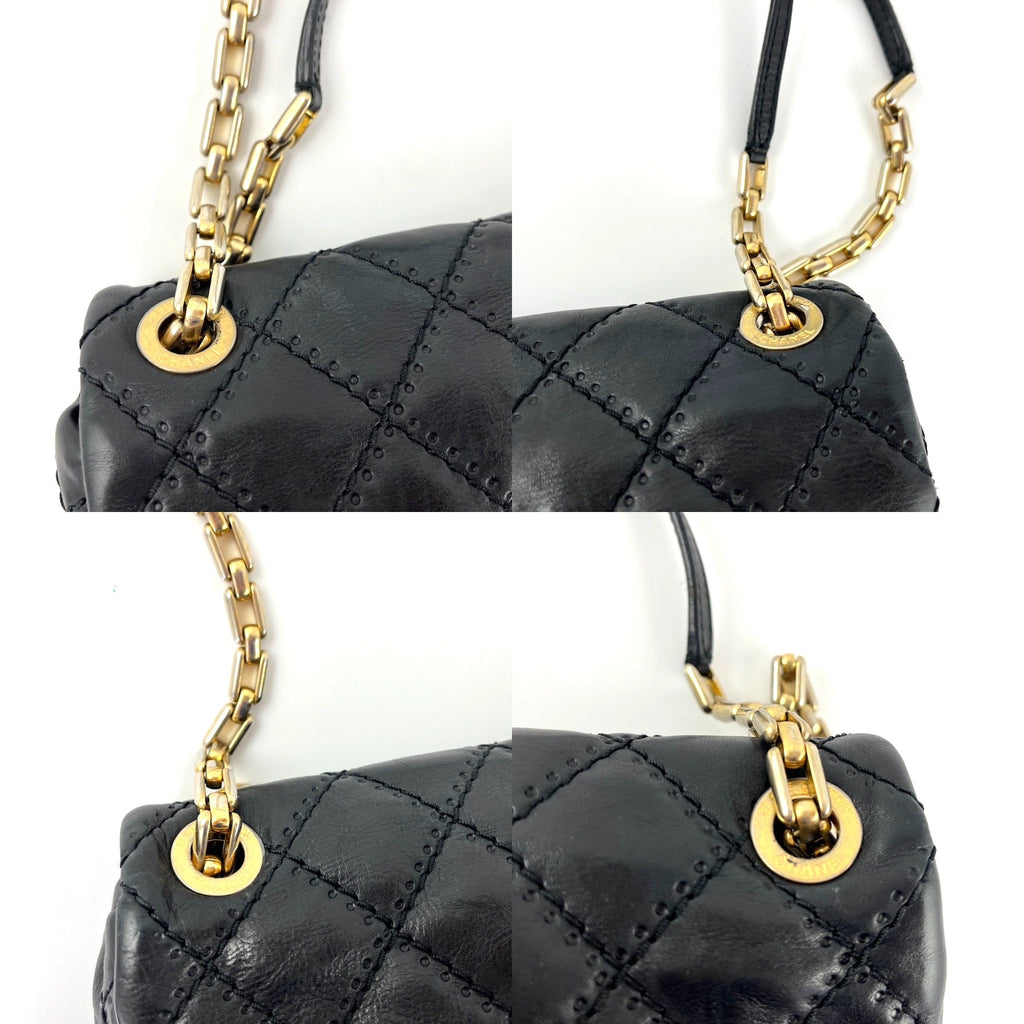 CHANEL Black Classic Ultimate Stitch Retro Chain Flap Bag