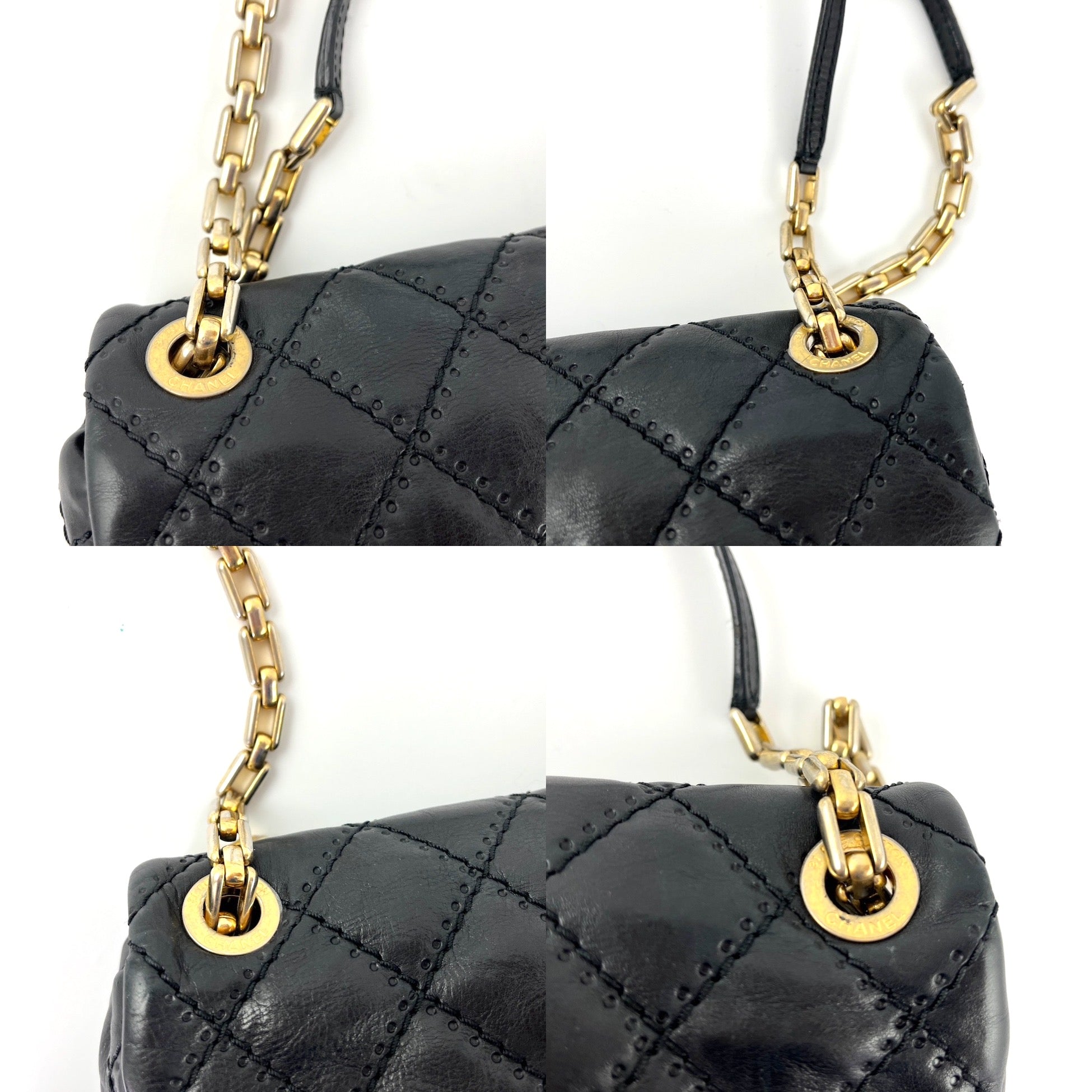 CHANEL Black Classic Ultimate Stitch Retro Chain Flap Bag