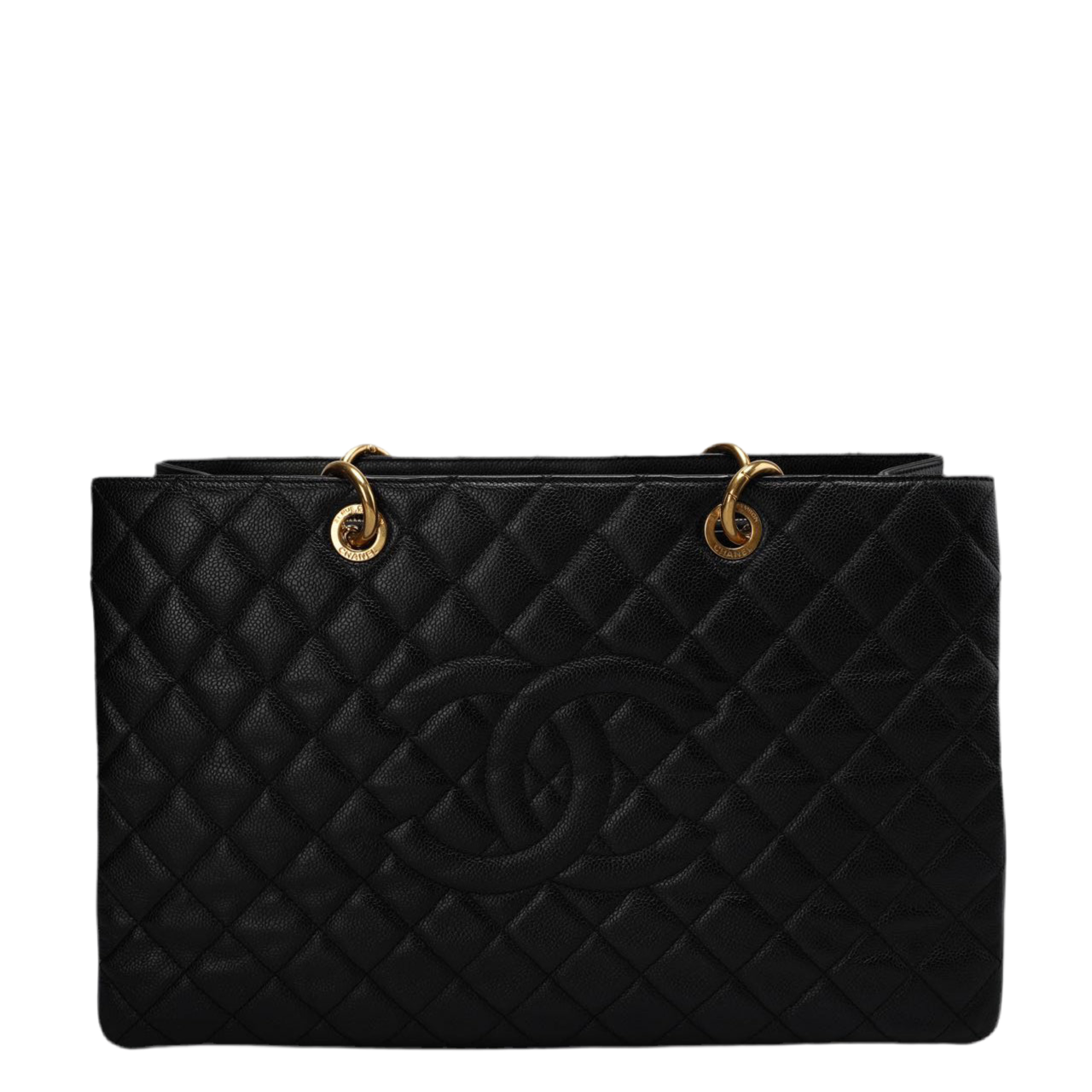 Chanel Large Black Grand Shopping XL GST Tote Bag In Caviar Leather With Gold Hardwares