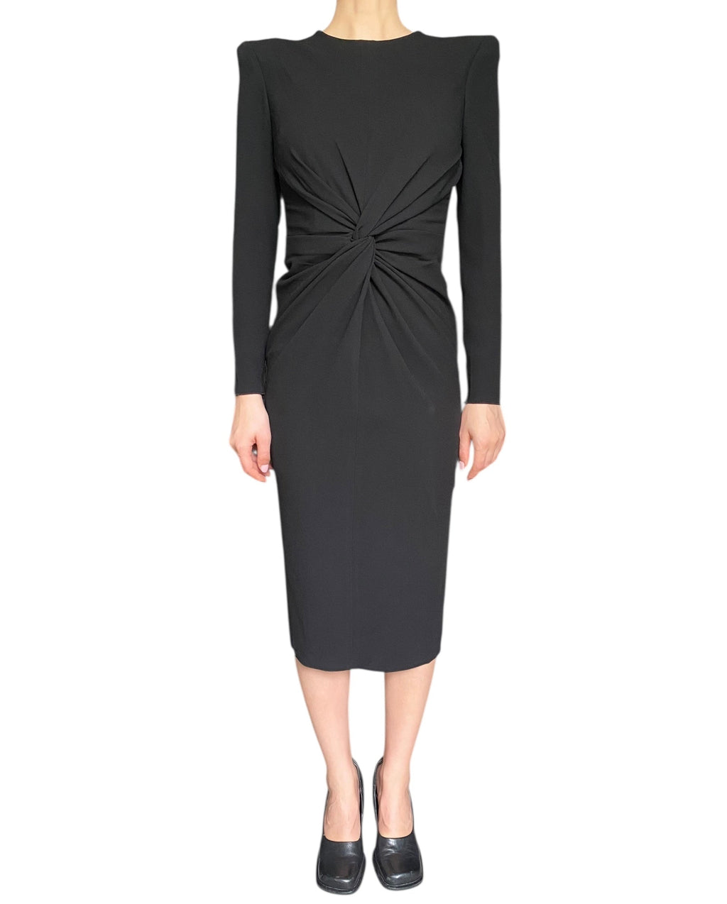 Alex Perry Black Knot Midi Dress - US 8