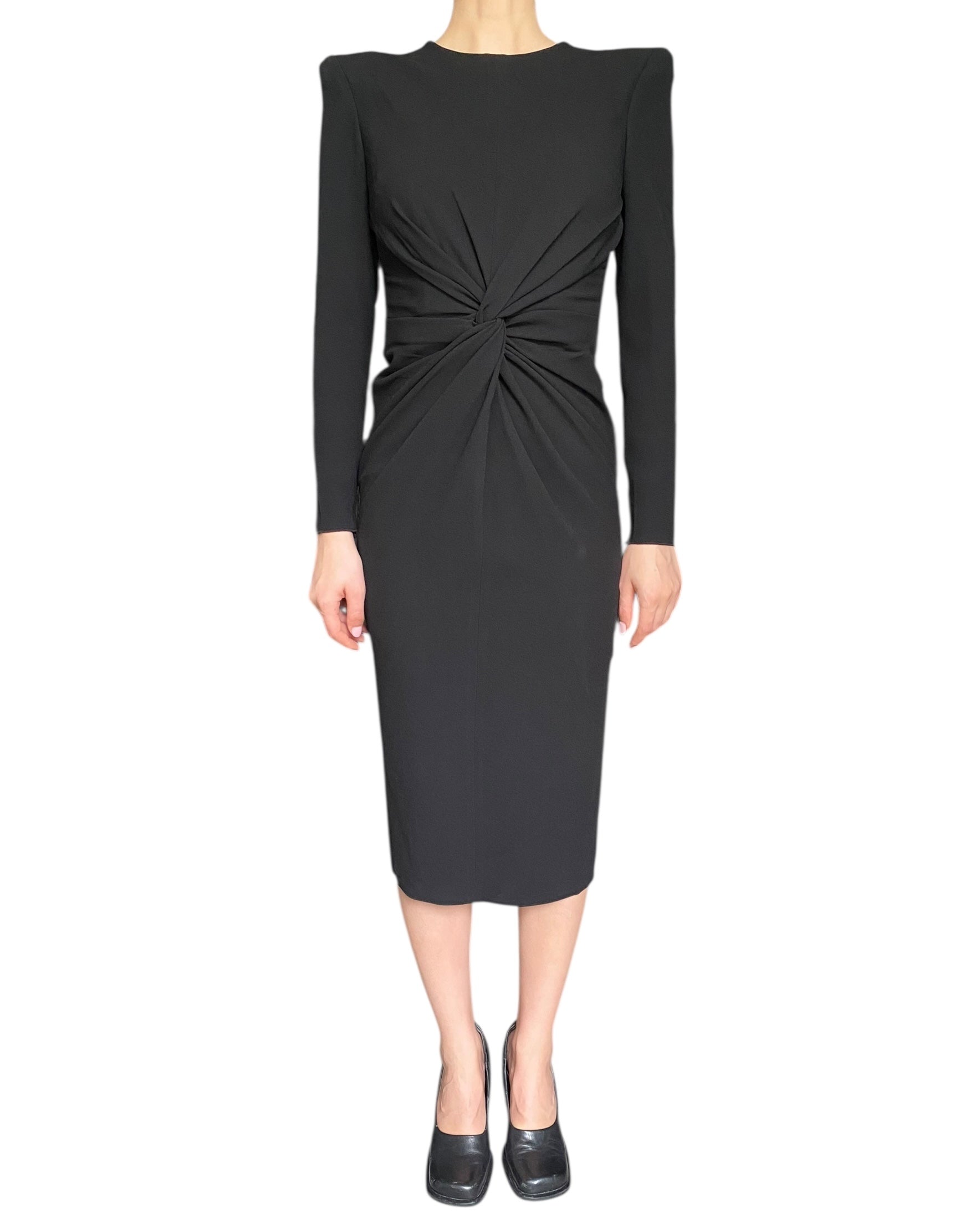Alex Perry Black Knot Midi Dress - US 8