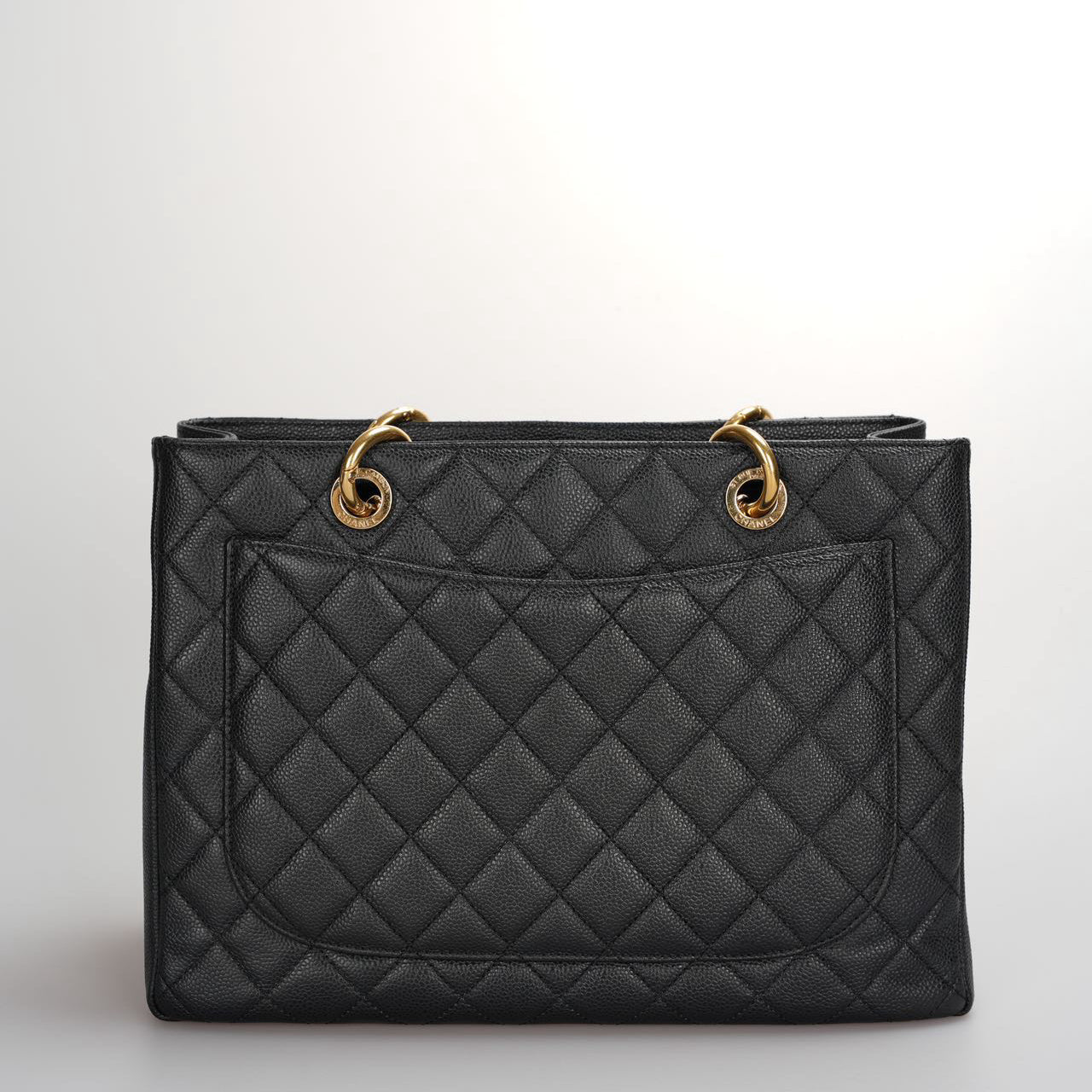 Chanel Black Grand Shopping Tote GST Bag in Caviar Leather with Gold Hardware