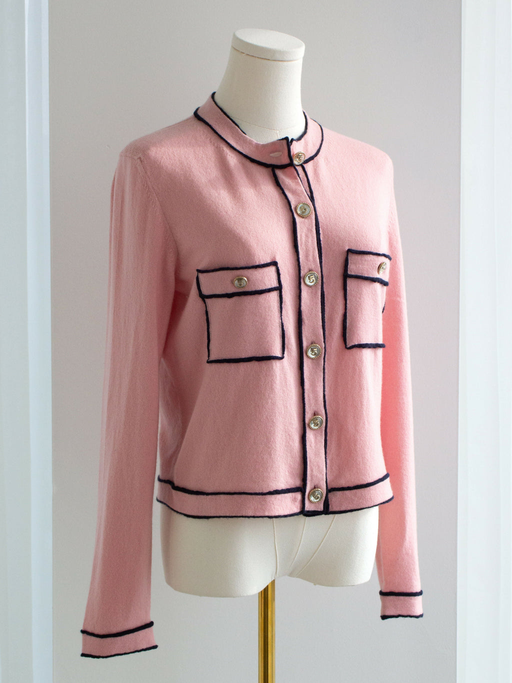 Chanel S/S 2021 Pink Cashmere Navy CC N5 21P 21S igan