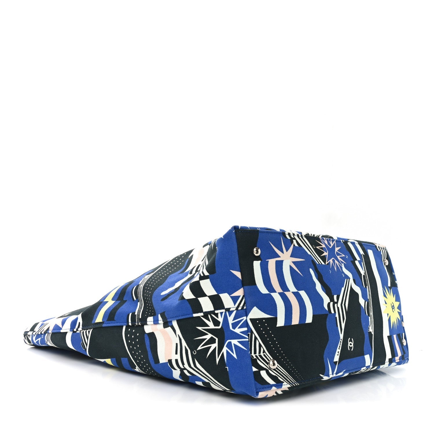Canvas Cruise Print Tote Pink Blue Black