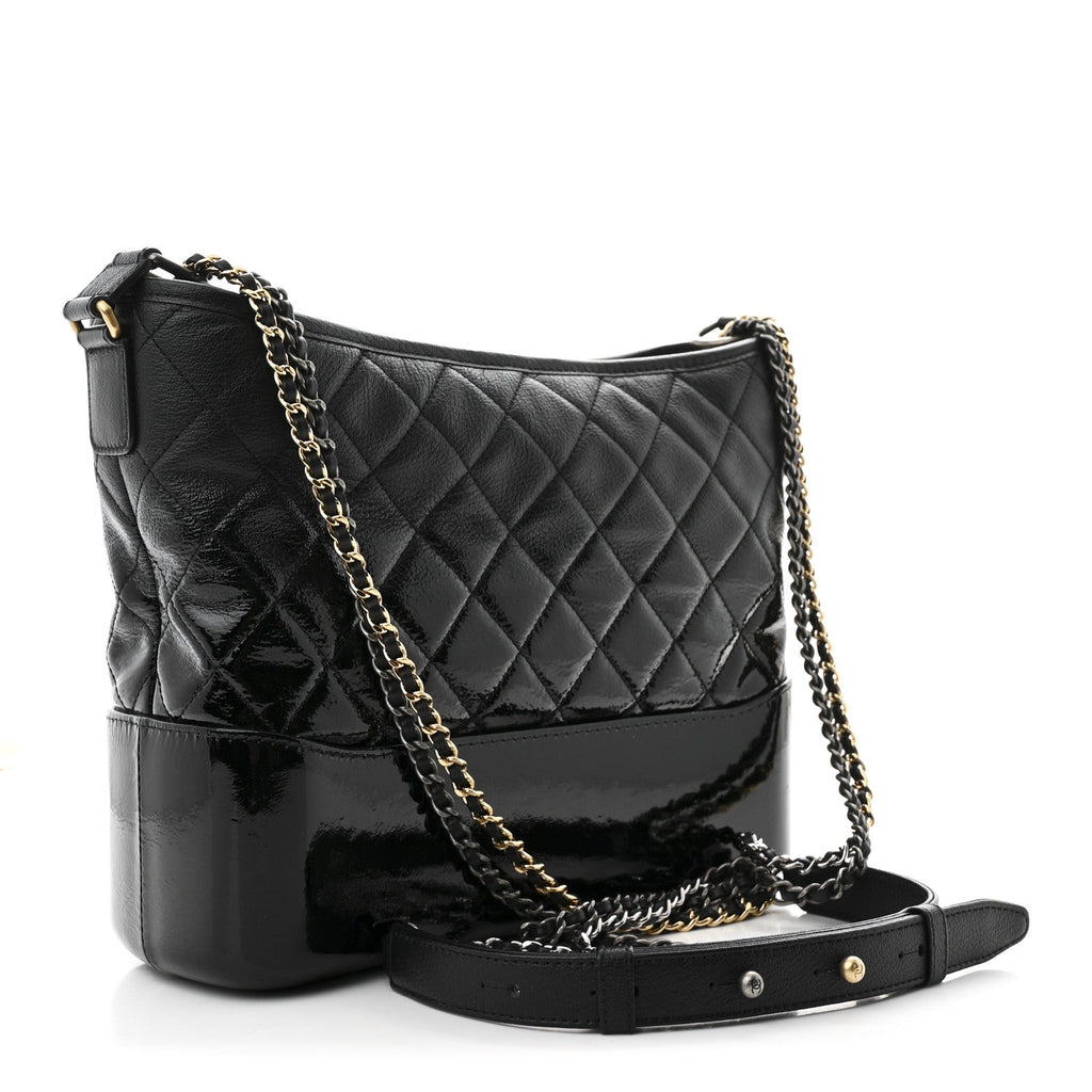 Aged Calfskin Quilted Medium Gabrielle Hobo Black
