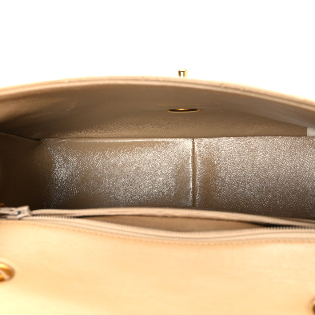 Lambskin Quilted Mini Square Flap Beige