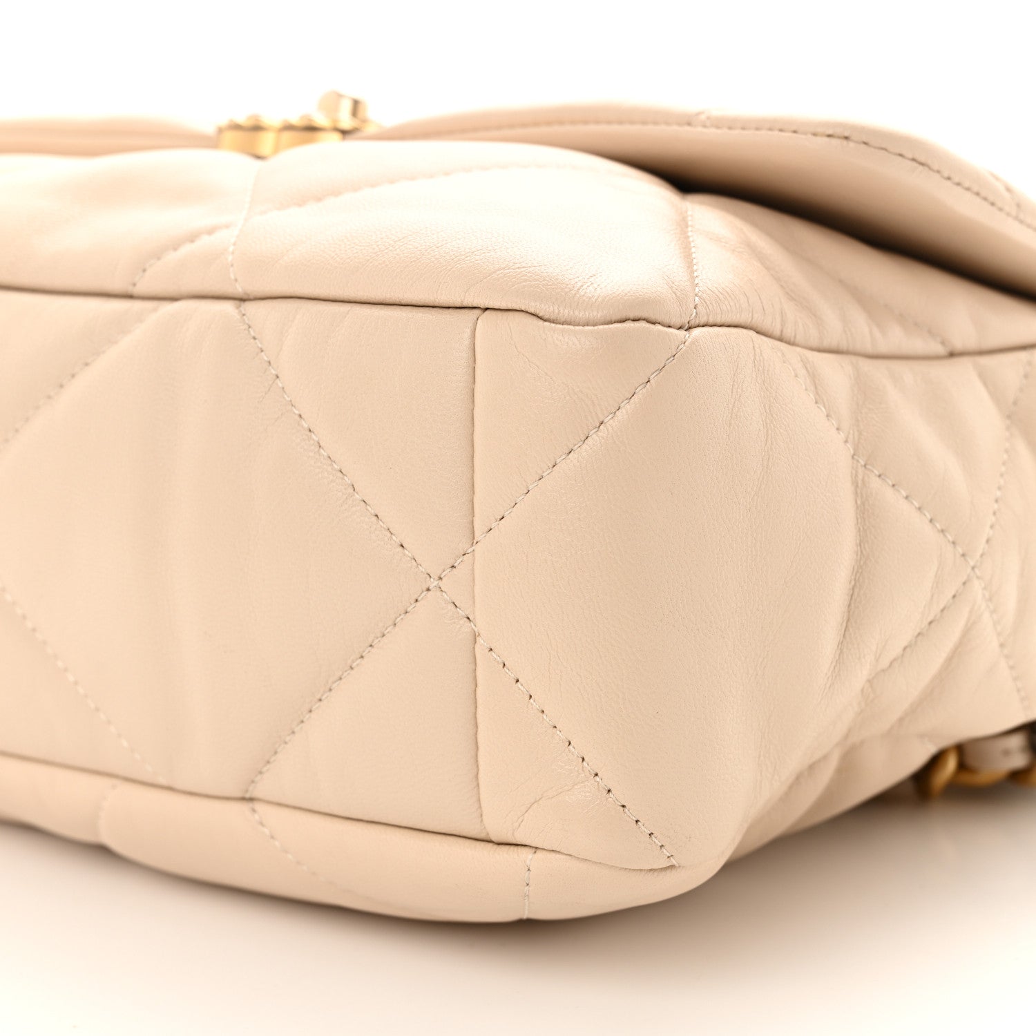 Goatskin Quilted Large Chanel 19 Flap Light Beige