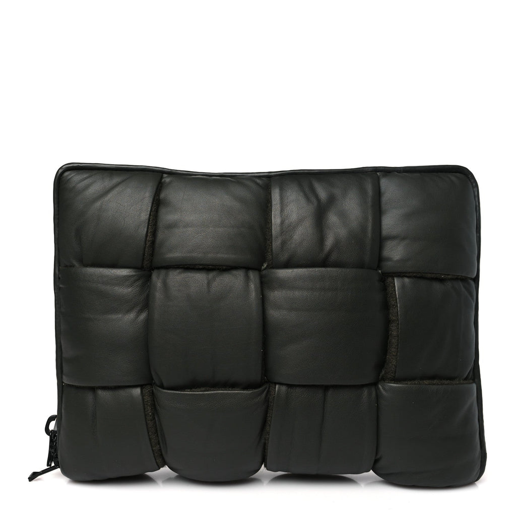 Calfskin Maxi Intrecciato Puffy Laptop Pouch Camping