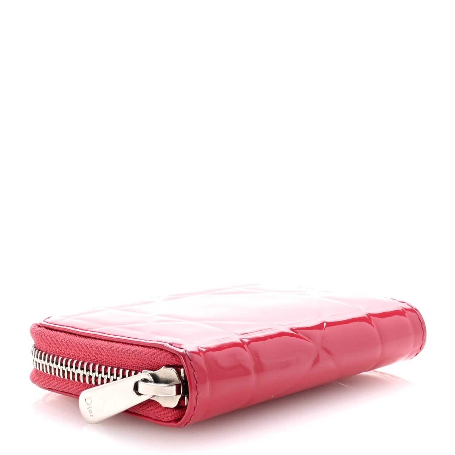 Patent Cannage Tutti Lady Dior Voyageur Coin Purse Fuchsia
