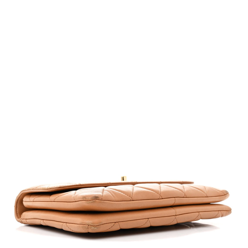 Lambskin Quilted Medium Trendy CC Flap Beige