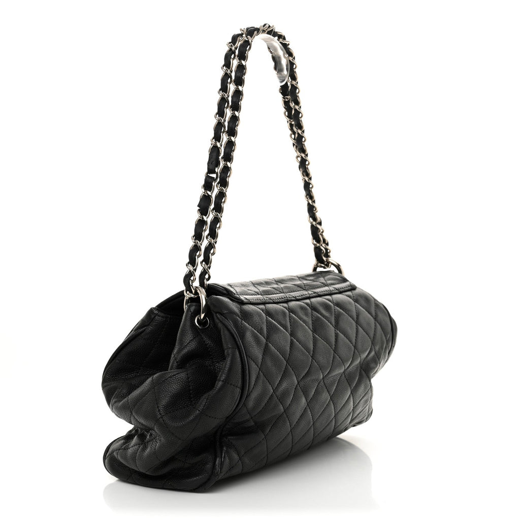 Caviar Quilted Timeless Accordion Flap Black