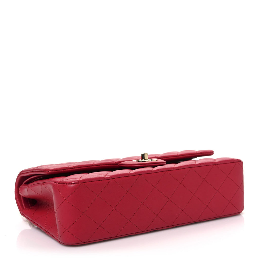 Lambskin Quilted Medium Double Flap Dark Pink