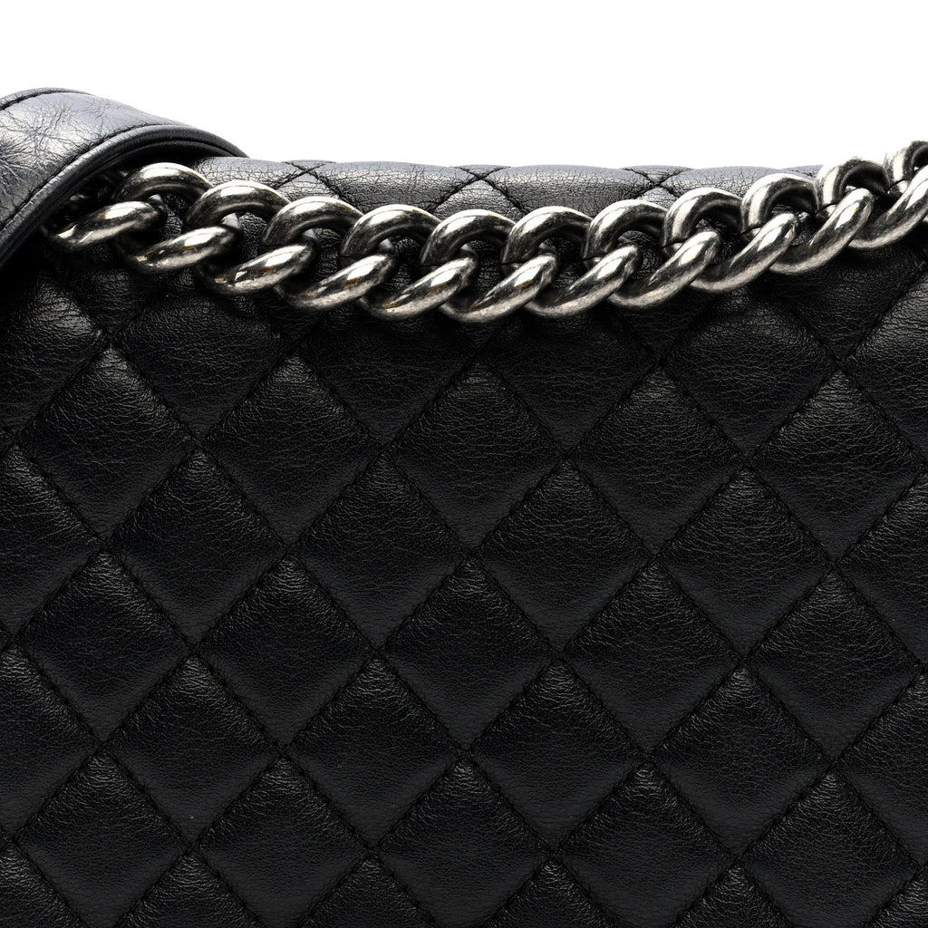 Calfskin Quilted Medium Boy Flap Black