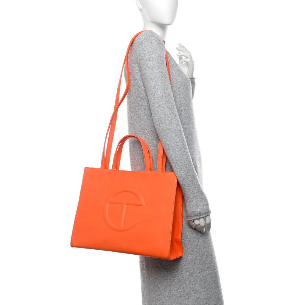 Vegan Leather Medium Shopping Bag Orange