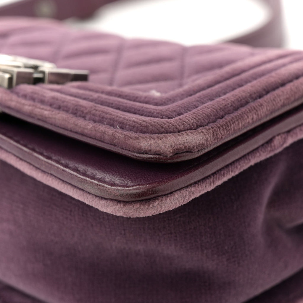 Velvet Quilted Mini Boy Flap Purple