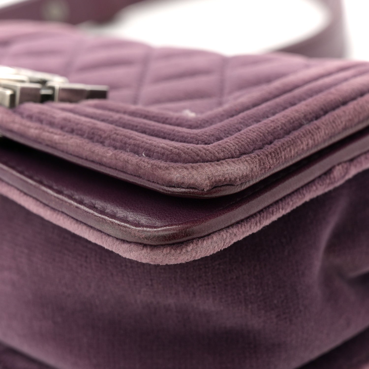 Velvet Quilted Mini Boy Flap Purple
