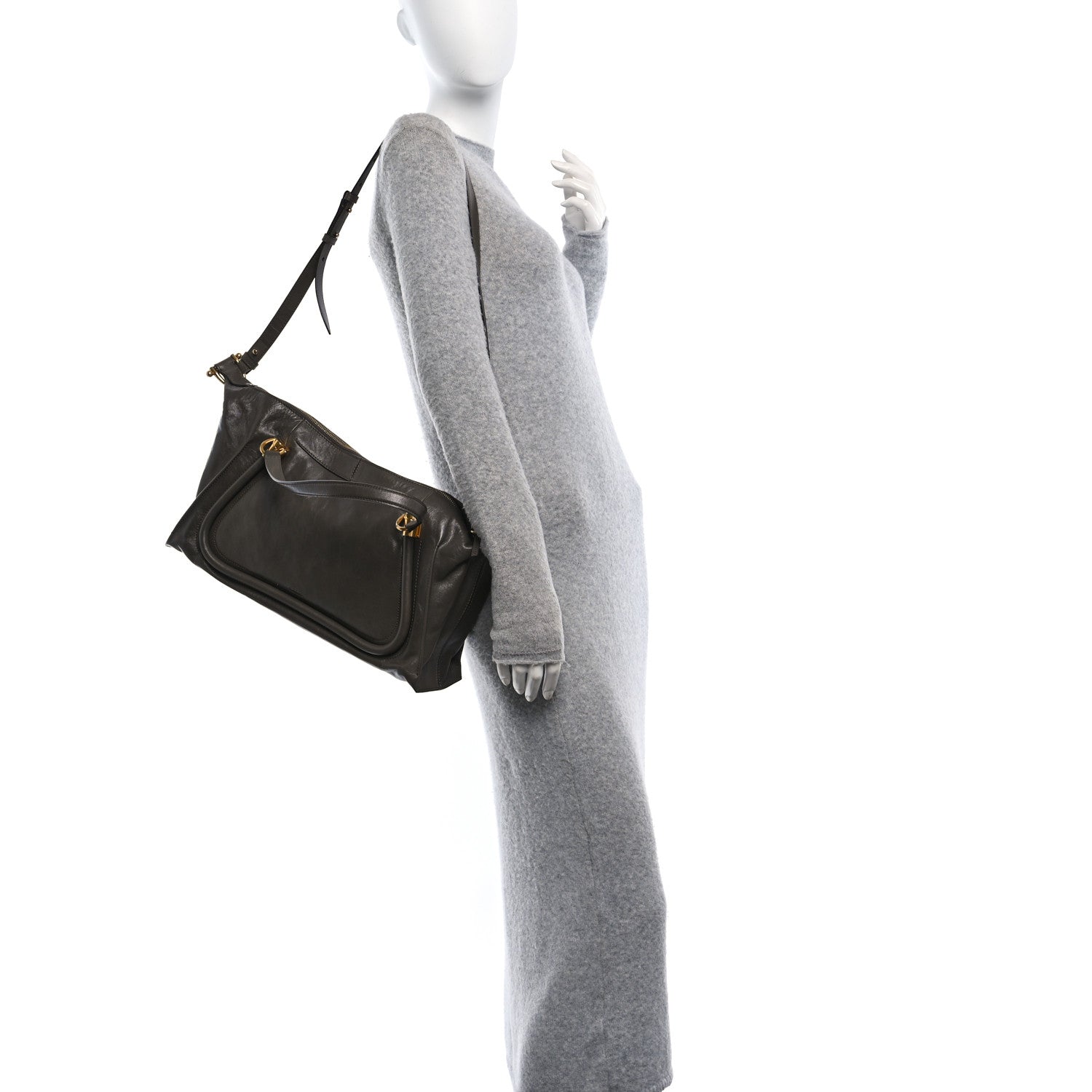 Natural Shiny Calfskin Small Paraty 24 Bag Flannel Grey