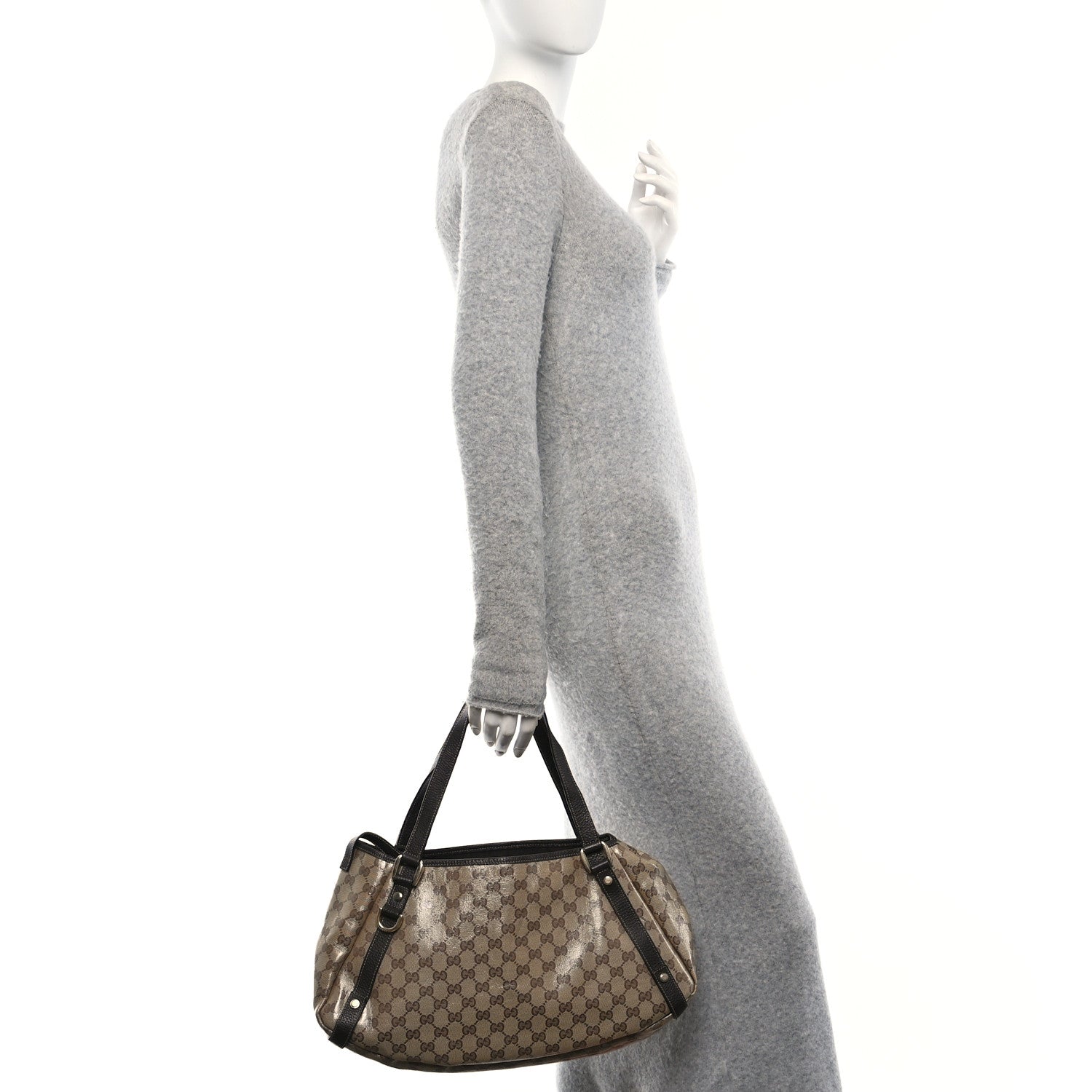 Crystal Monogram Medium Abbey Shoulder Bag Dark Brown