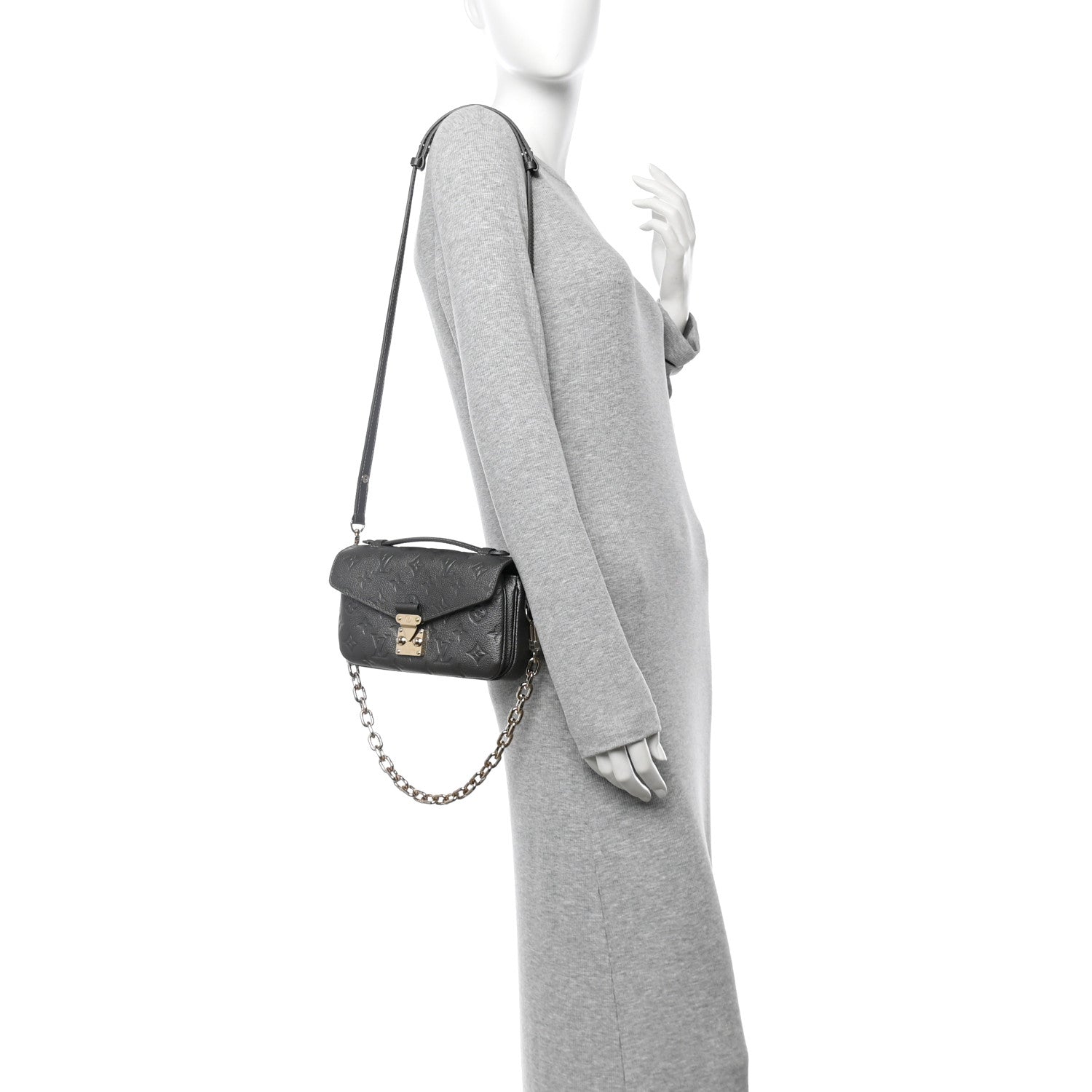 Shimmery Empreinte LV Ski Pochette Metis East West Gun Metal