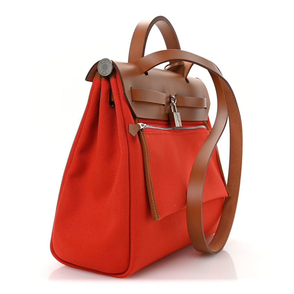 Vache Hunter Toile Herbag Zip 31 PM Orange Mecano Fauve