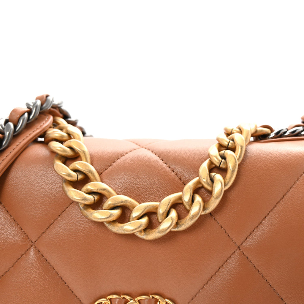 Lambskin Quilted Medium Chanel 19 Flap Brown