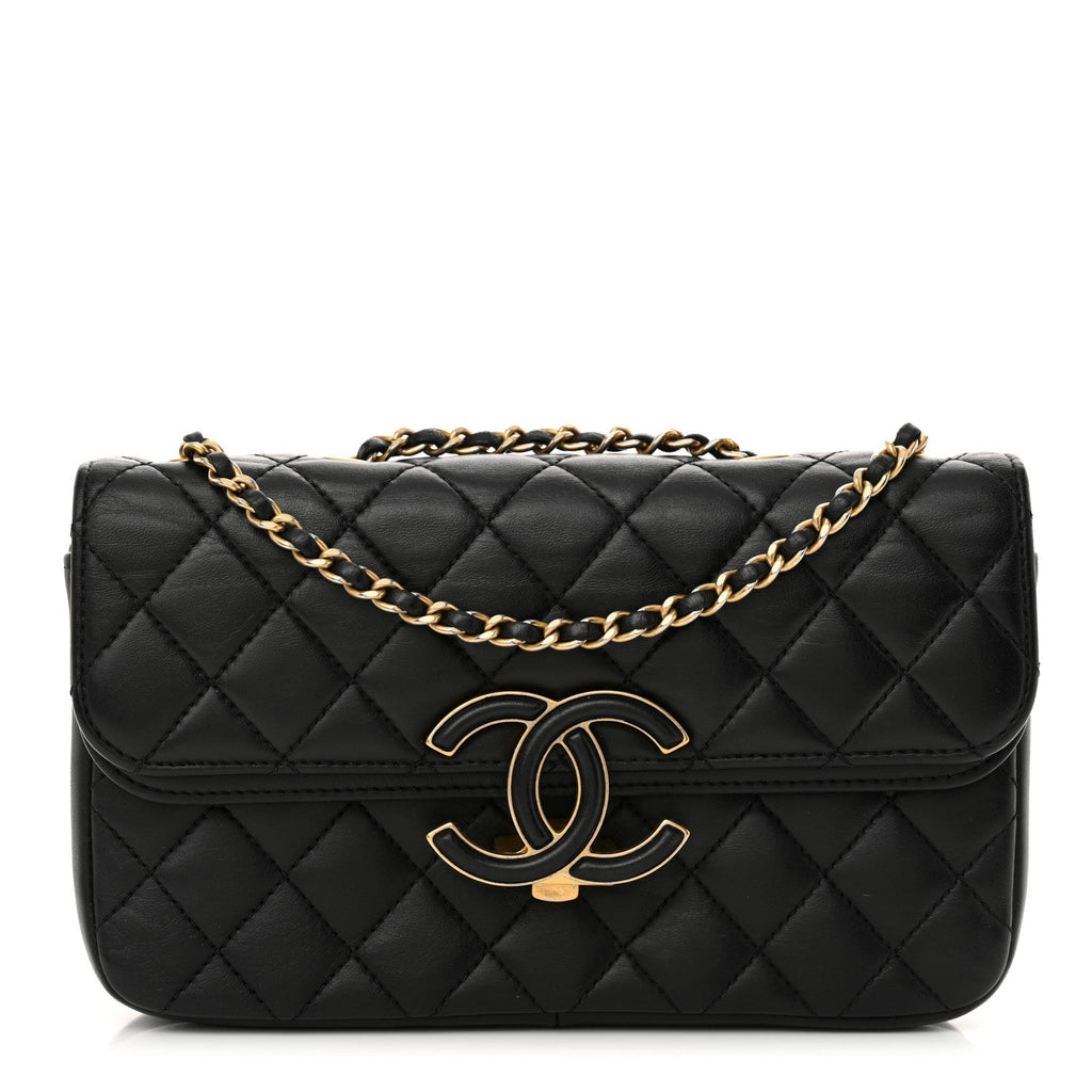 Lambskin Quilted Small CC Chic Flap Black