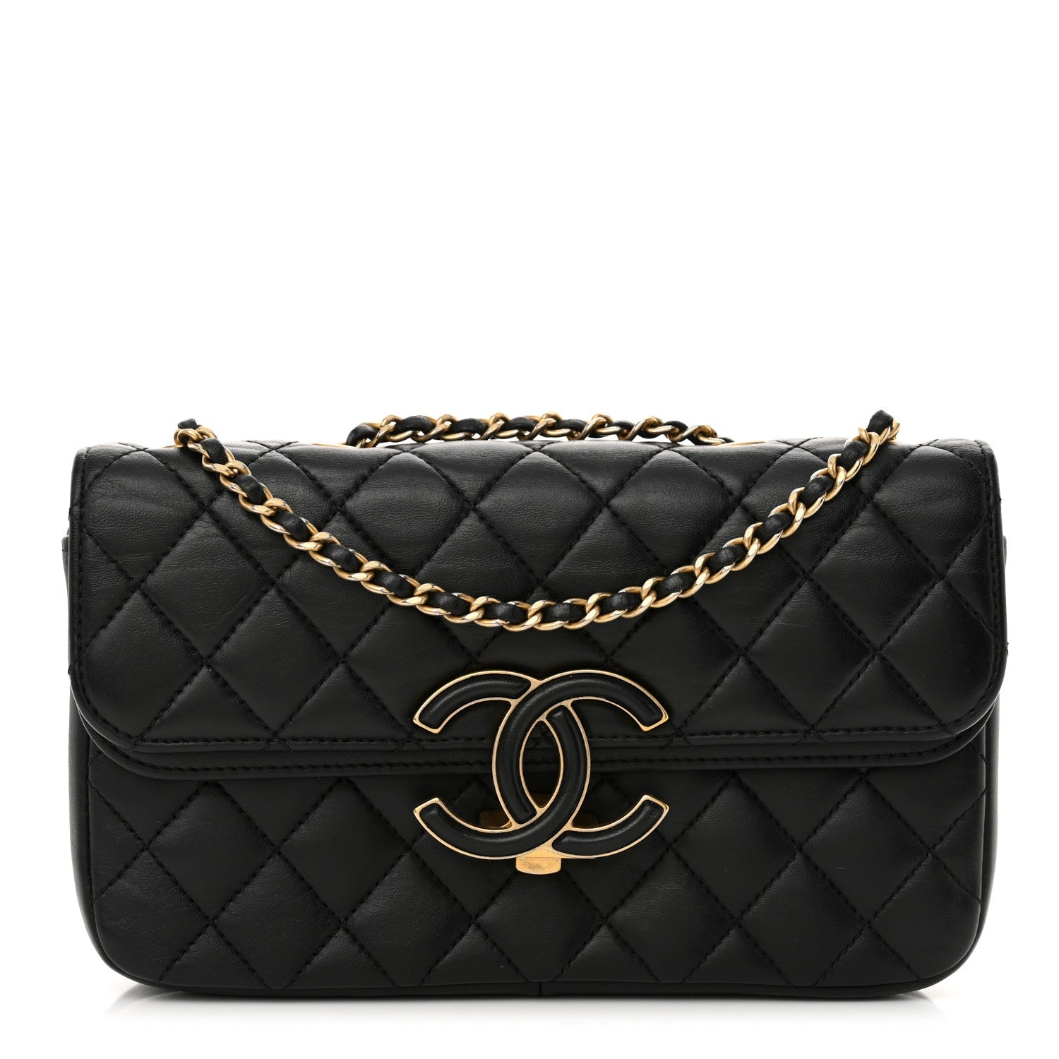 Lambskin Quilted Small CC Chic Flap Black