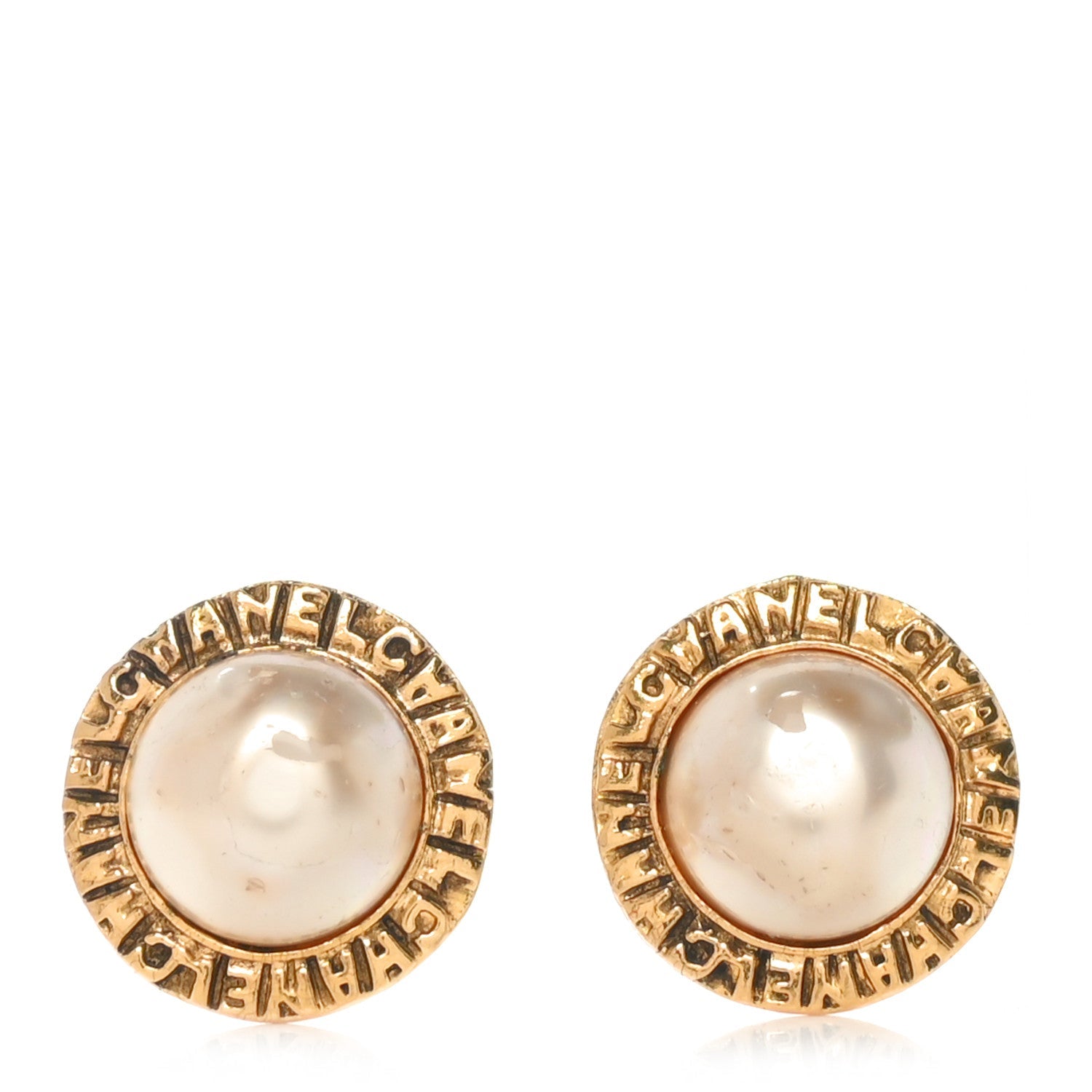 Pearl Round Clip On Earrings Gold