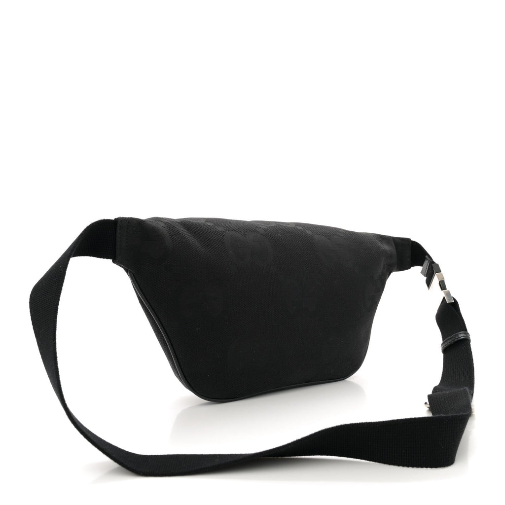 Monogram Jumbo GG Textured Dollar Calfskin Web Belt Bag Black